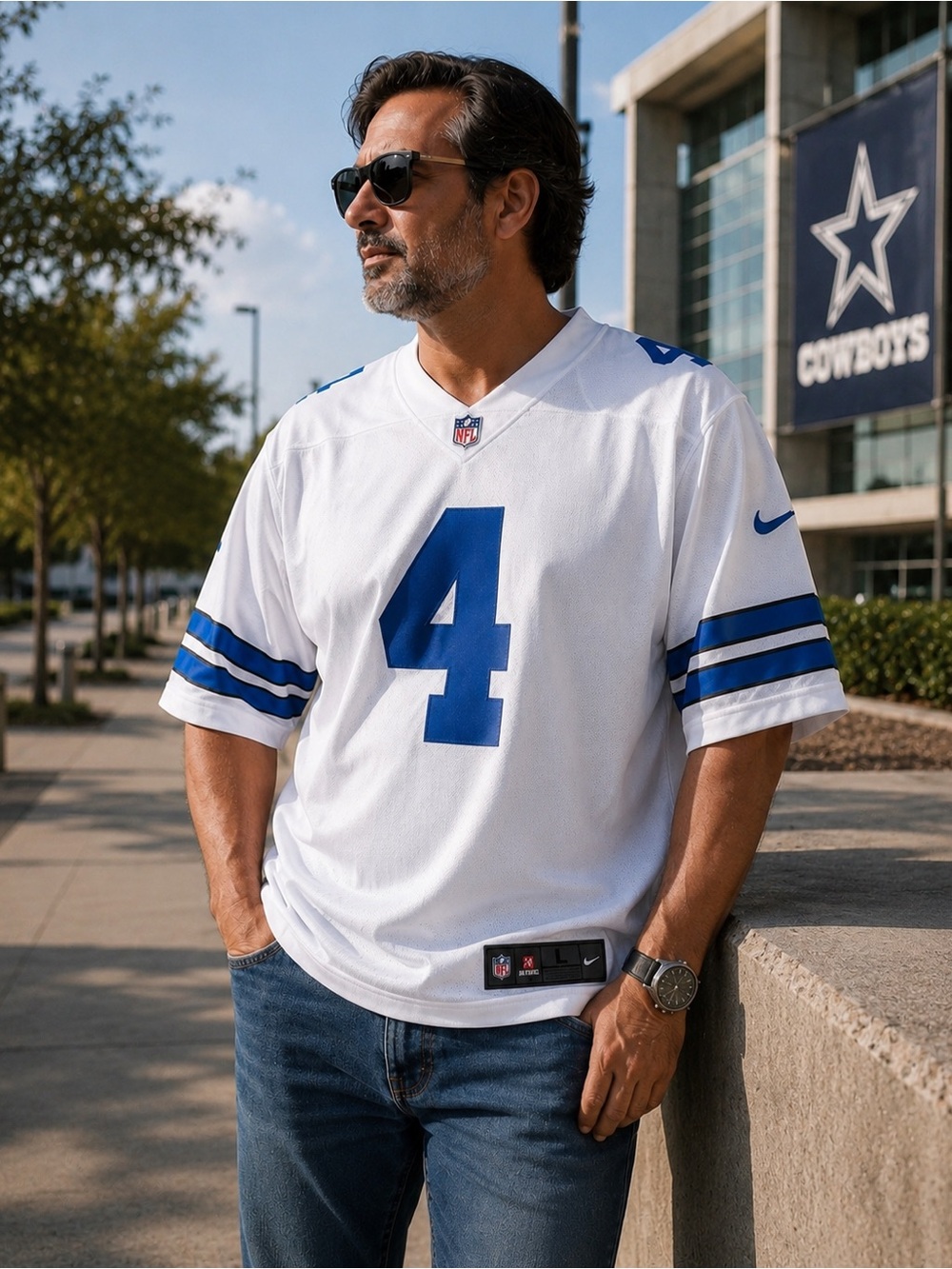 Nike White & Blue Dallas Cowboys #4 Men's Jersey